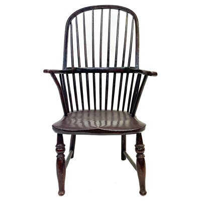 Lot 193 - A stained beech kitchen Windsor armchair.