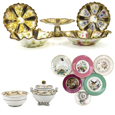 Lot 854 - A George Jones Crescent china floral painted part dessert service.