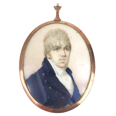 Lot 185 - An early 19th century high purity rose gold (tests 14ct) framed portrait miniature.