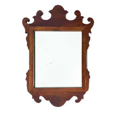 Lot 1822 - A George III style mahogany small fret work wall mirror.