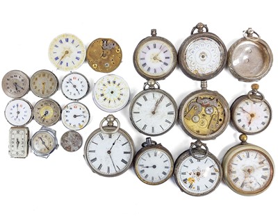 Lot 63 - A collection of fob watches, wrist watches and movements for spare or repairs.