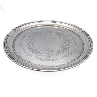 Lot 175 - A Victorian silver circular salver by John Round & Son Ltd.