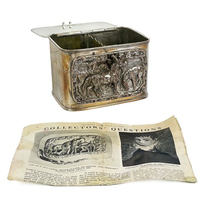 Lot 234 - A Victorian silver plated equestrian interest two section tea caddy.