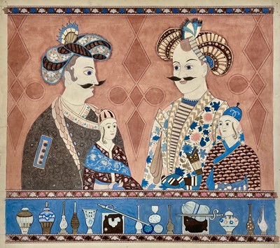 Lot 131 - 'Female dancer enacting the role of Krishner, watercolour'.