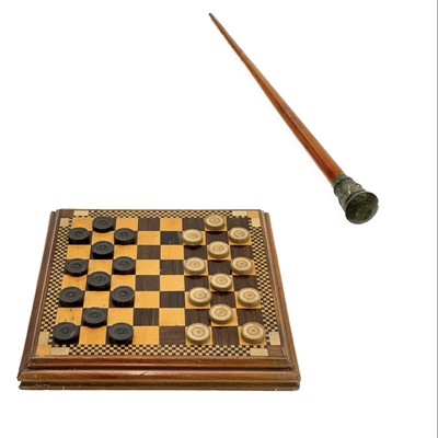 Lot 108 - A rosewood and boxwood inlaid chess board.