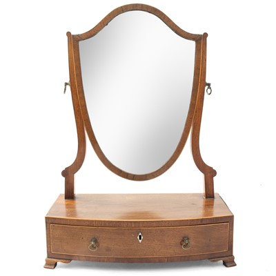 Lot 1883 - A mahogany shield shape toilet mirror.