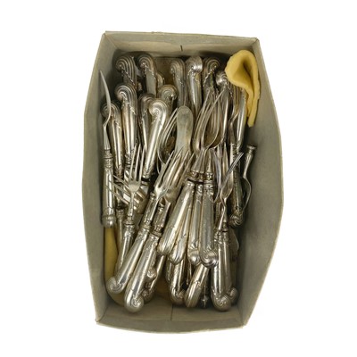 Lot 118 - An incredible Victorian silver pistol grip handled knife and fork set for twenty two.