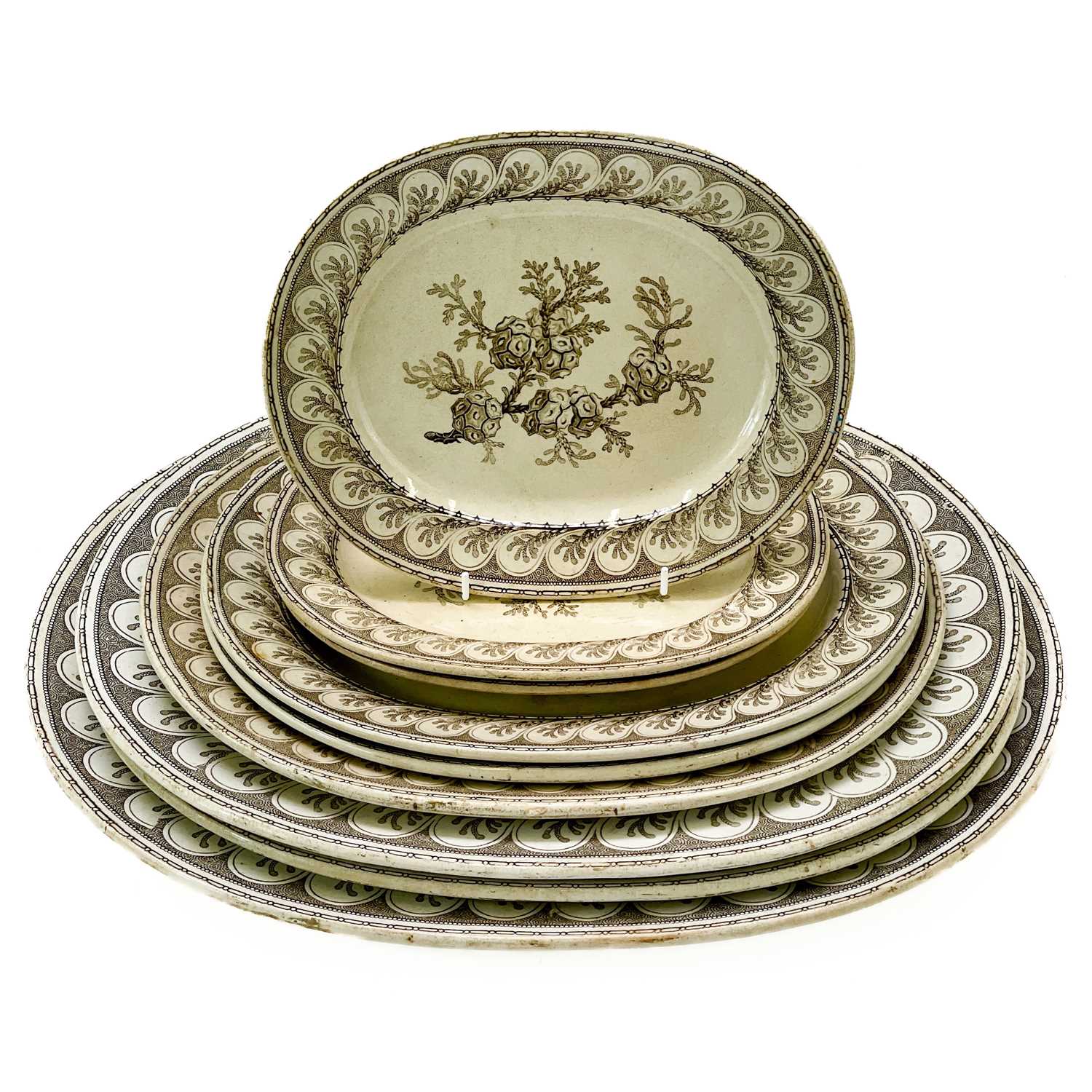 Lot 823 - A graduated set of nine Victorian meat plates.