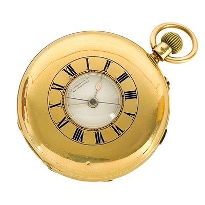 Lot 3 - A Victorian 18ct gold 'The "Time O Day" chronograph crown wind half-hunter pocket watch.