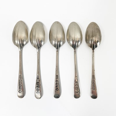 Lot 252 - A set of five assay office spoons by Roberts & Belk.