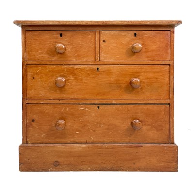 Lot 1854 - A late Victorian low pine chest of drawers