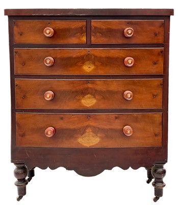 Lot 1859 - A 19th century mahogany bow front chest of drawers.