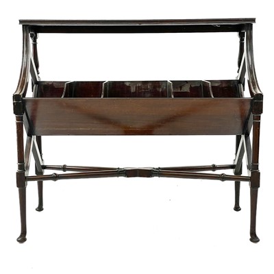 Lot 1890 - A 19th century mahogany book trough stand.