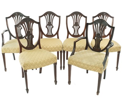 Lot 1843 - A harlequin set of six 19th century mahogany dining chairs.