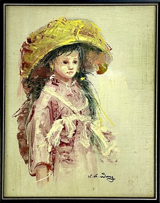 Lot 386 - Two oil on board paintings signed K.K. Wong.