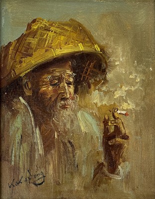 Lot 386 - Two oil on board paintings signed K.K. Wong.