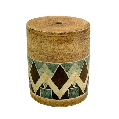 Lot 846 - A Troika cylinder lamp base decorated with chevron design.