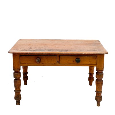 Lot 1858 - A late 19th century pine kitchen table.