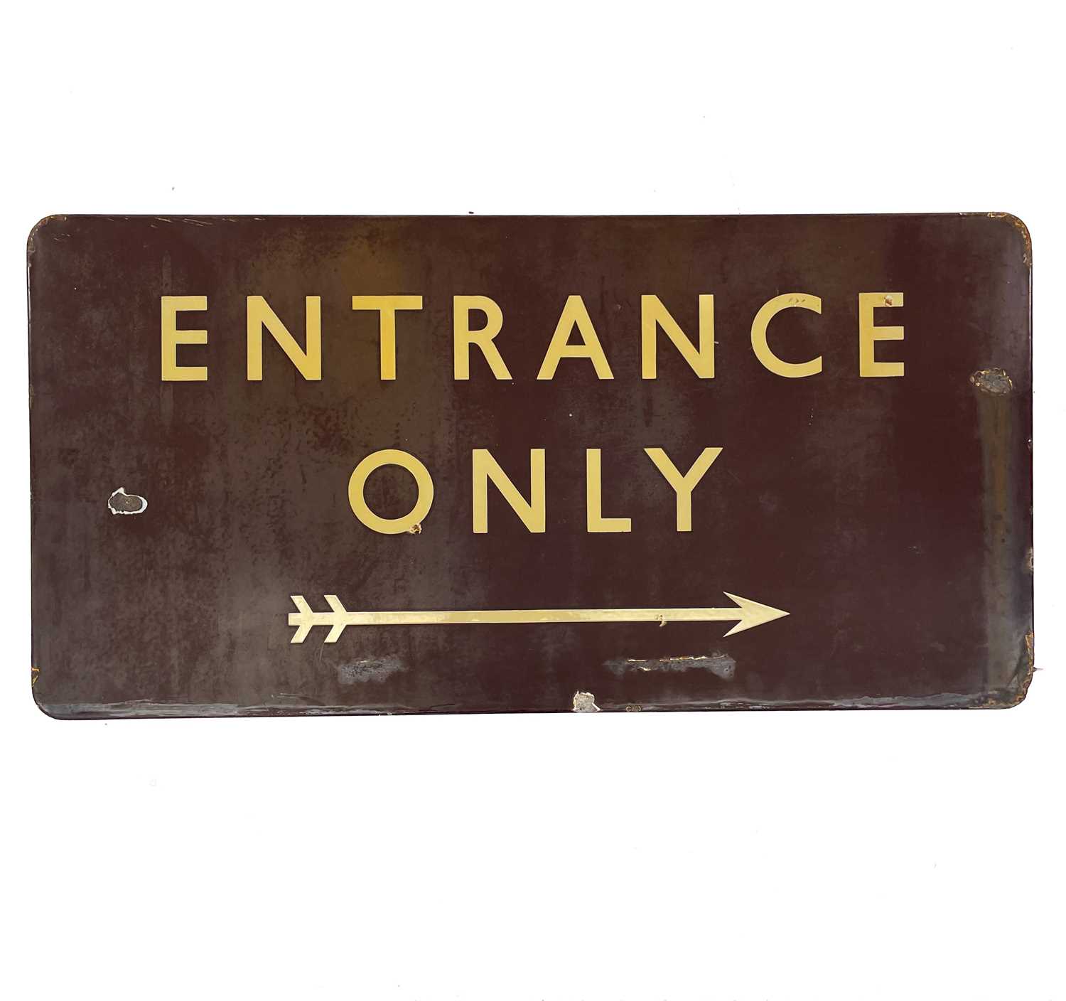 Lot 659 - A British Rail brown enamel entrance only sign.