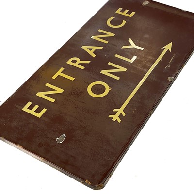 Lot 659 - A British Rail brown enamel entrance only sign.