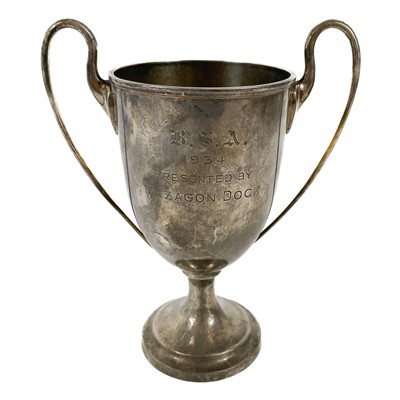 Lot 40 - A George V silver twin handled trophy cup.