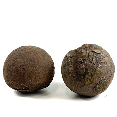 Lot 236 - Two cast iron cannonballs