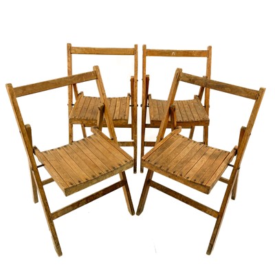 Lot 1948 - Four folding A-frame chairs one stamped with GR 1943