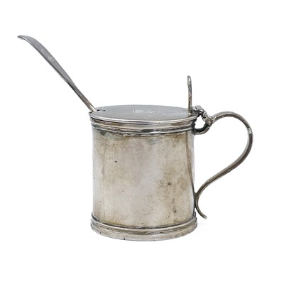 Lot 2 - A Victorian silver mustard pot by Thomas Johnson and a George IV mustard spoon.