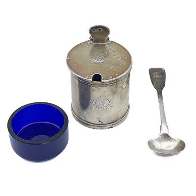 Lot 2 - A Victorian silver mustard pot by Thomas Johnson and a George IV mustard spoon.