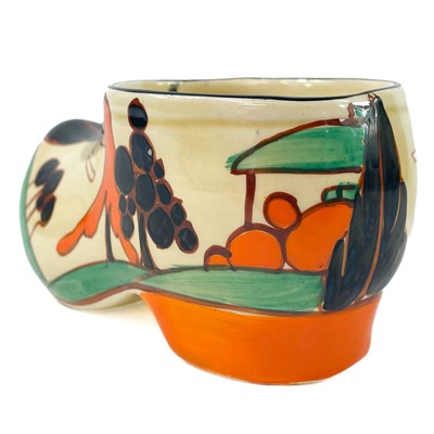 Lot 510 - A Clarice Cliff clog, Orange Trees and House pattern.