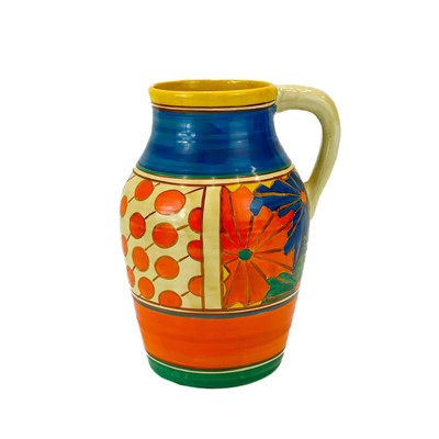 Lot 503 - A Clarice Cliff Lotus jug painted Umbrellas and Rain pattern.