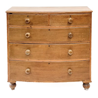 Lot 206 - A 19th century bow fronted chest of drawers.