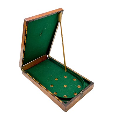 Lot 19 - A late Victorian mahogany tabletop folding bagatelle game.