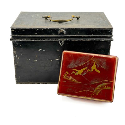 Lot 133 - A late Victorian tin deed box by Marriott, London.