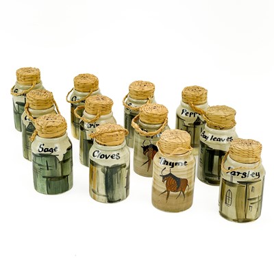 Lot 877 - Twelve Babbacombe Lauriana Studio Pottery spice jars.