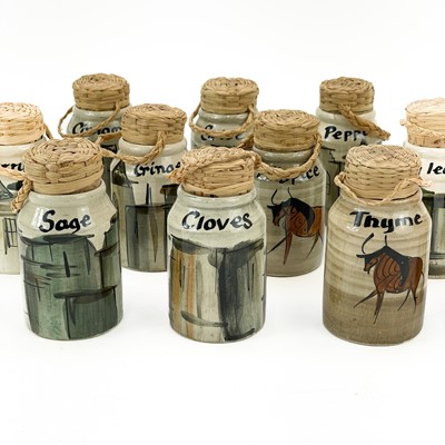 Lot 877 - Twelve Babbacombe Lauriana Studio Pottery spice jars.