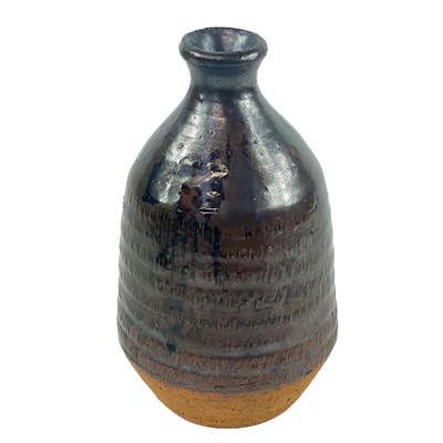 Lot 925 - A studio pottery tenmoku glaze lamp base.