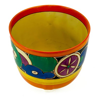 Lot 539 - A Clarice Cliff sliced fruit (green) pattern dover shape jardinière.