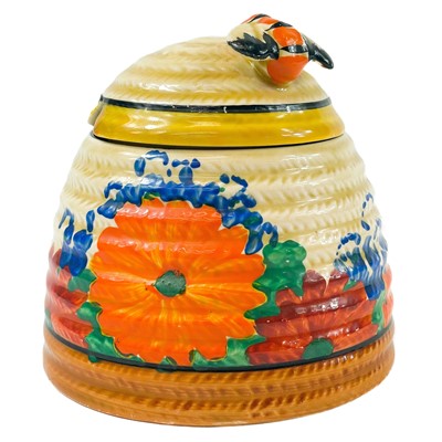 Lot 543 - A Clarice Cliff Gayday beehive honeypot.