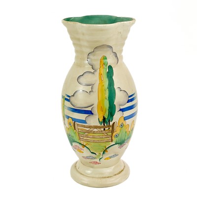 Lot 559 - A Clarice Cliff Stiles and Trees pattern shape 763 vase.