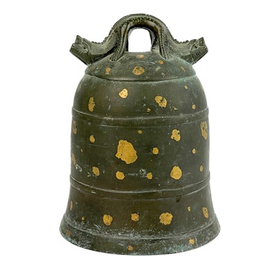 Lot 172 - A Chinese bronze gold splashed temple bell.