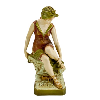 Lot 910 - A Royal Dux figure of a bather.