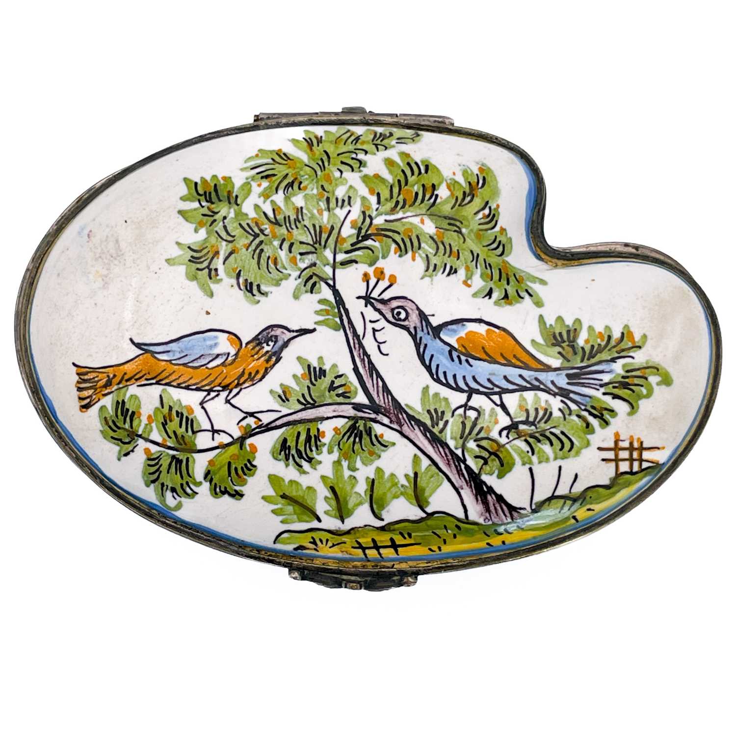 Lot 439 - An 18th century faience white metal mounted snuff box.