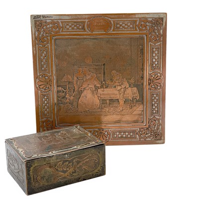 Lot 406 - Two 19th century French silver plate on copper jewellery boxes.