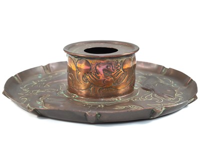 Lot 7 - A Newlyn copper circular open inkwell.