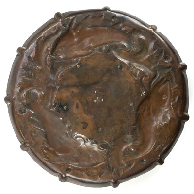 Lot 7 - A Newlyn copper circular open inkwell.