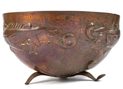 Lot 15 - A Newlyn copper bowl.