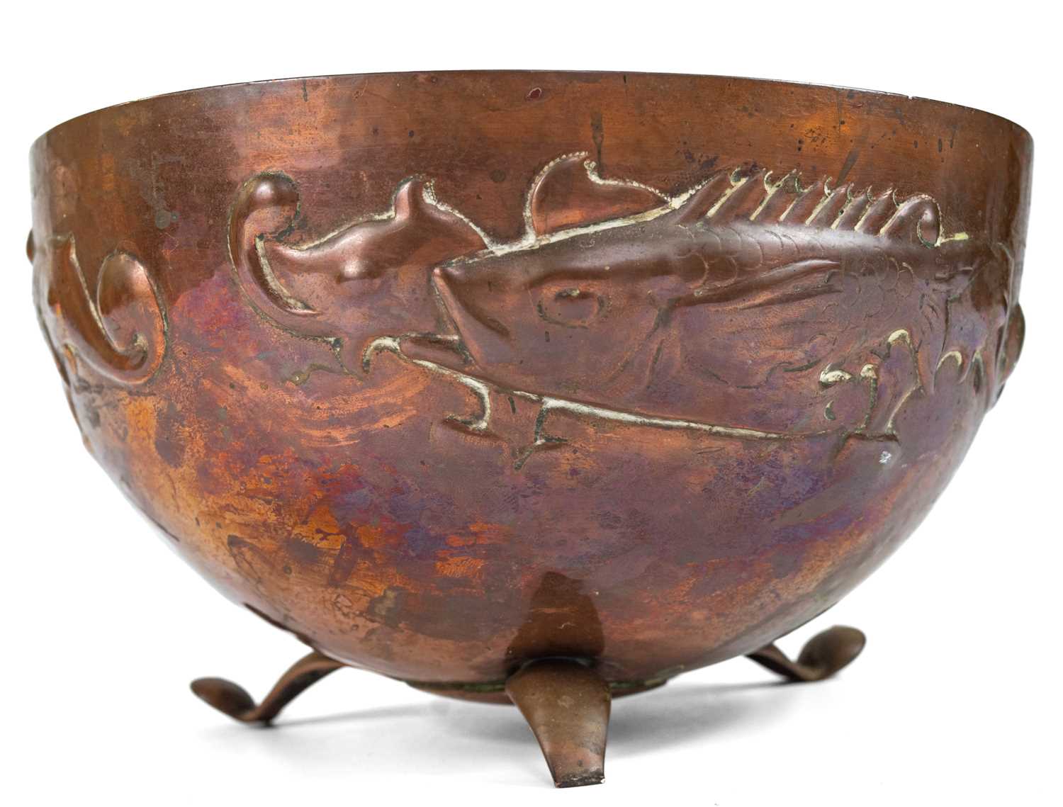 Lot 15 - A Newlyn copper bowl.