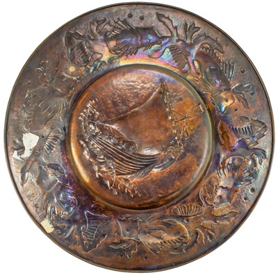 Lot 14 - A large Newlyn copper charger.