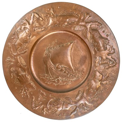 Lot 14 - A large Newlyn copper charger.